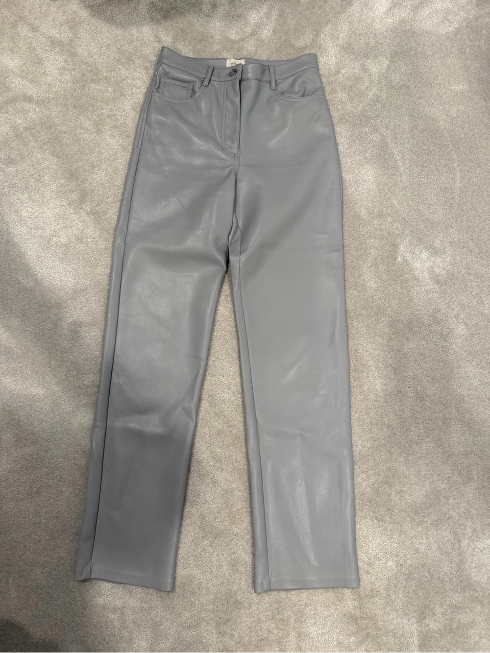 Wilfred Light Gray Faux Leather Pants